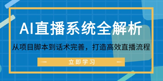 （12509期）AI直播系统全解析：从项目脚本到话术完善，打造高效直播流程-