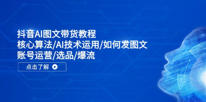 （11958期）抖音AI图文带货教程：核心算法/AI技术运用/如何发图文/账号运营/选品/爆流-创新社-资源网-最新项目分享网站-