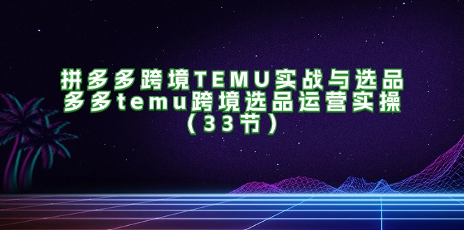（11934期）拼多多跨境TEMU实战与选品，多多temu跨境选品运营实操（33节）-
