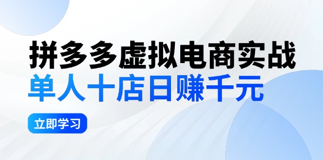 （12326期）拼夕夕虚拟电商实战：单人10店日赚千元，深耕老项目，稳定盈利不求风口-创新社-资源网-最新项目分享网站-
