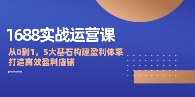 （12482期）1688实战运营课：从0到1，5大基石构建盈利体系，打造高效盈利店铺-