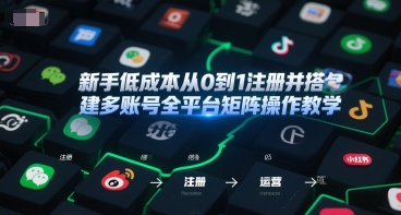 新手低成本从0到1注册并搭建多账号全平台矩阵操作教学，手机号-邮箱-IP-工具-