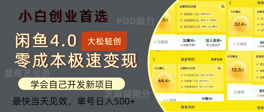 （12434期）闲鱼0成本极速变现项目，多种变现方式 单号日入500+最新玩法-