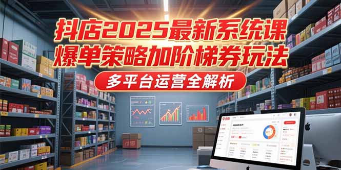 抖店2025最新系统课，爆单策略加阶梯券玩法，多平台运营全解析-