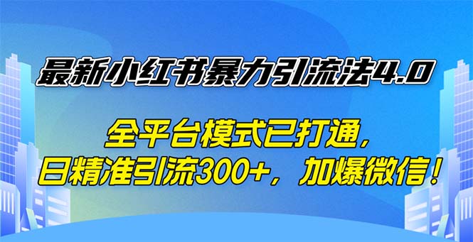 （12505期）最新小红书暴力引流法4.0， 全平台模式已打通，日精准引流300+，加爆微…-