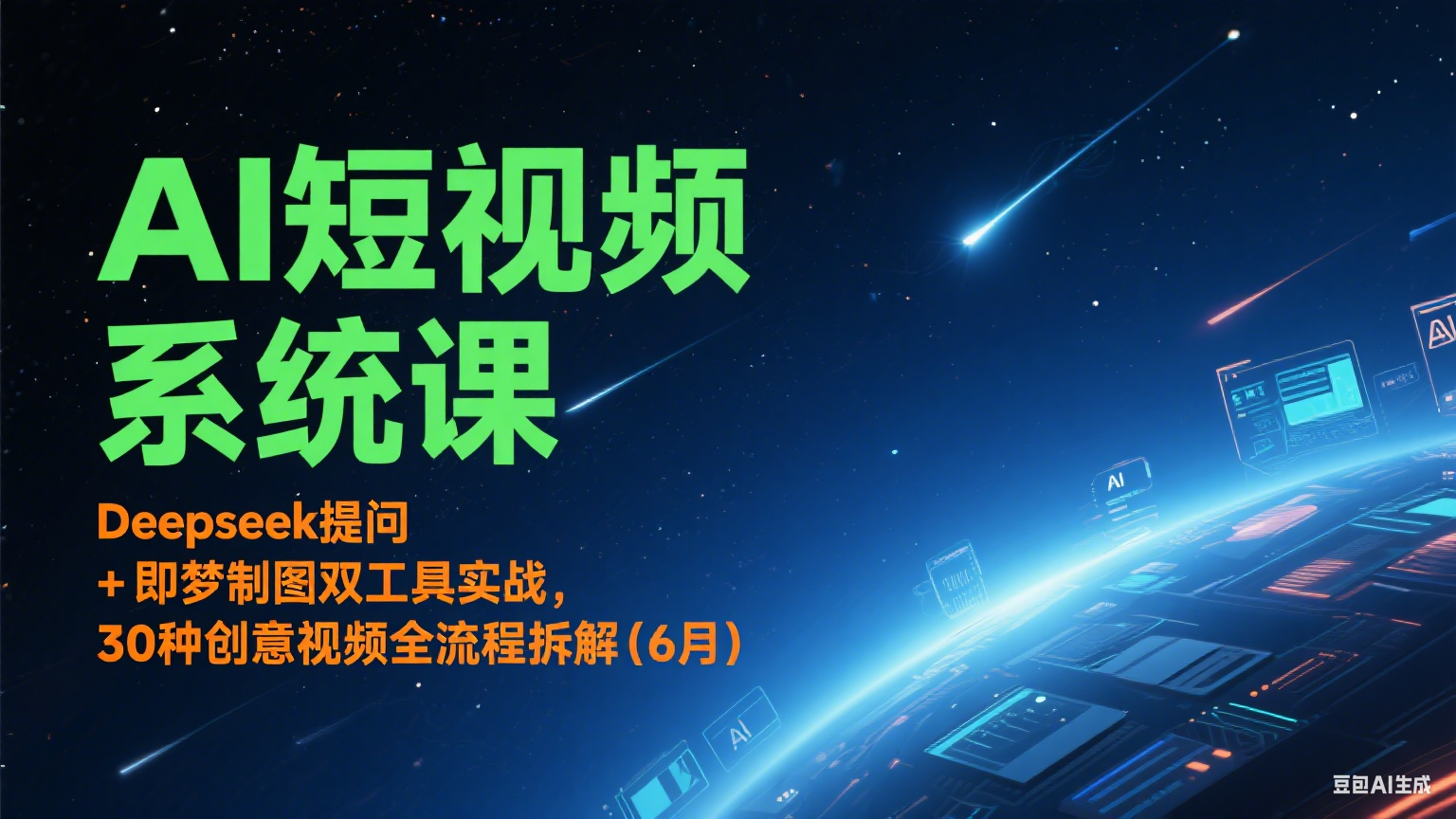 AI短视频系统课：Deepseek提问 + 即梦制图双工具实战，30种创意视频全流程拆解(6月)-
