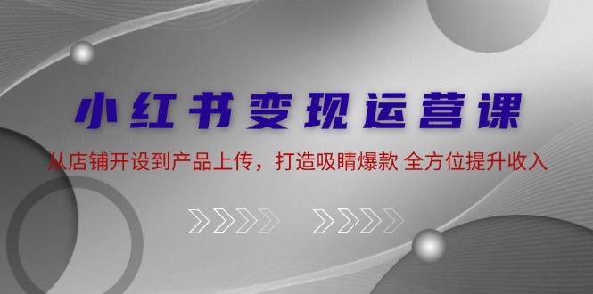 （12520期）小红书变现运营课：从店铺开设到产品上传，打造吸睛爆款 全方位提升收入-