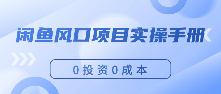 (11923期)闲鱼风口项目实操手册,0投资0成本,让你做到,月入过万,新手可做-创新社-资源网-最新项目分享网站-